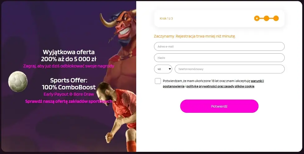 Formularz rejestracyjny HappySlots Casino